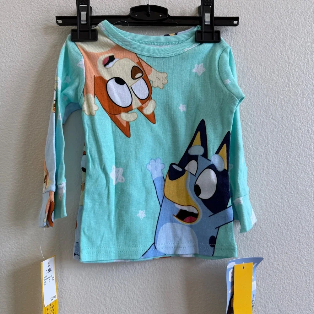 Bluey Bingo Pajama Tops 2-Pack Kids 18M Blue Mint Long Sleeve Cotton QF161KLLTG